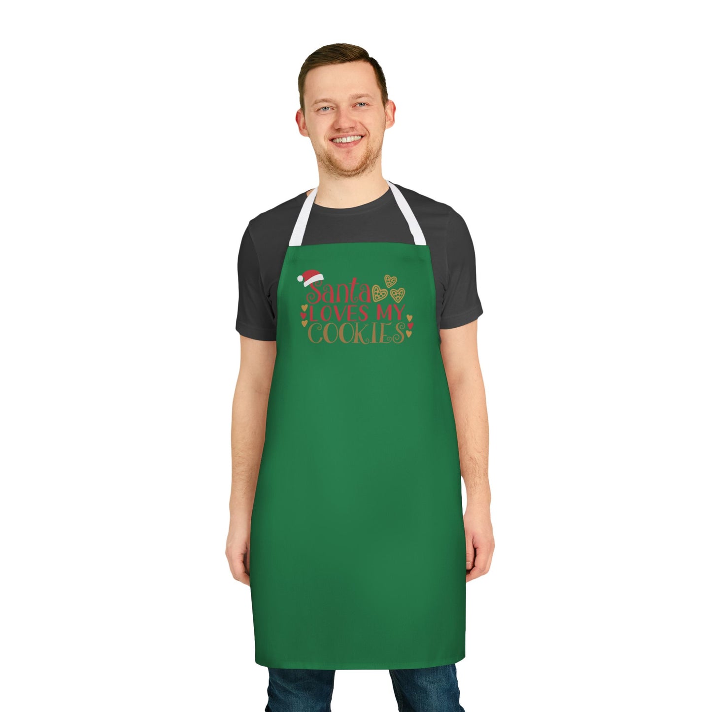 "Santa Loves My Cookies" Apron, Dark Green