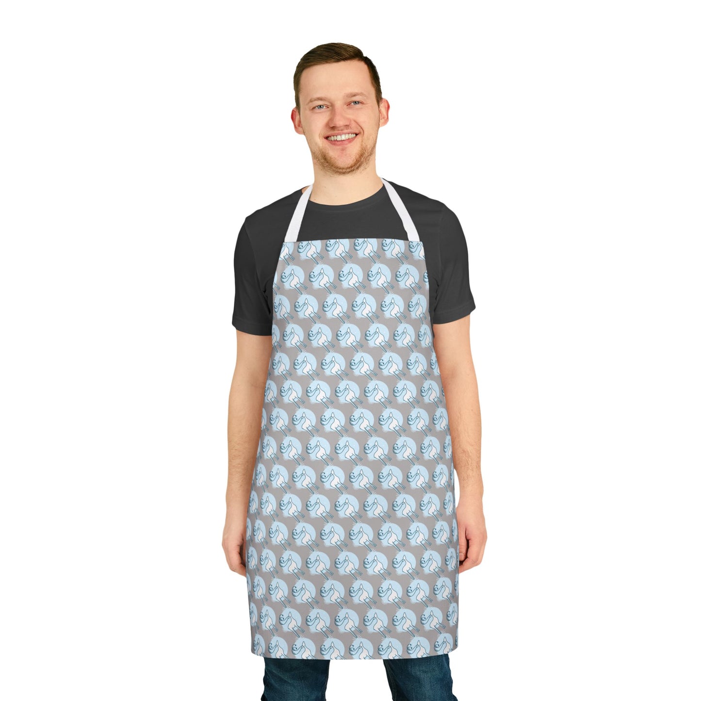 Reindeer Pattern Apron, Light Grey