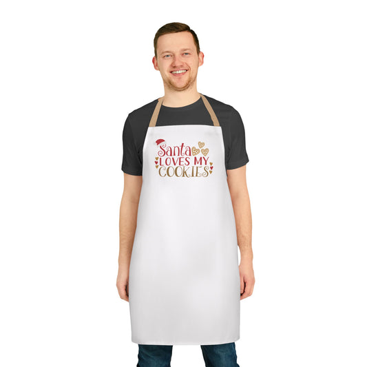 "Santa Loves My Cookies" Apron, White