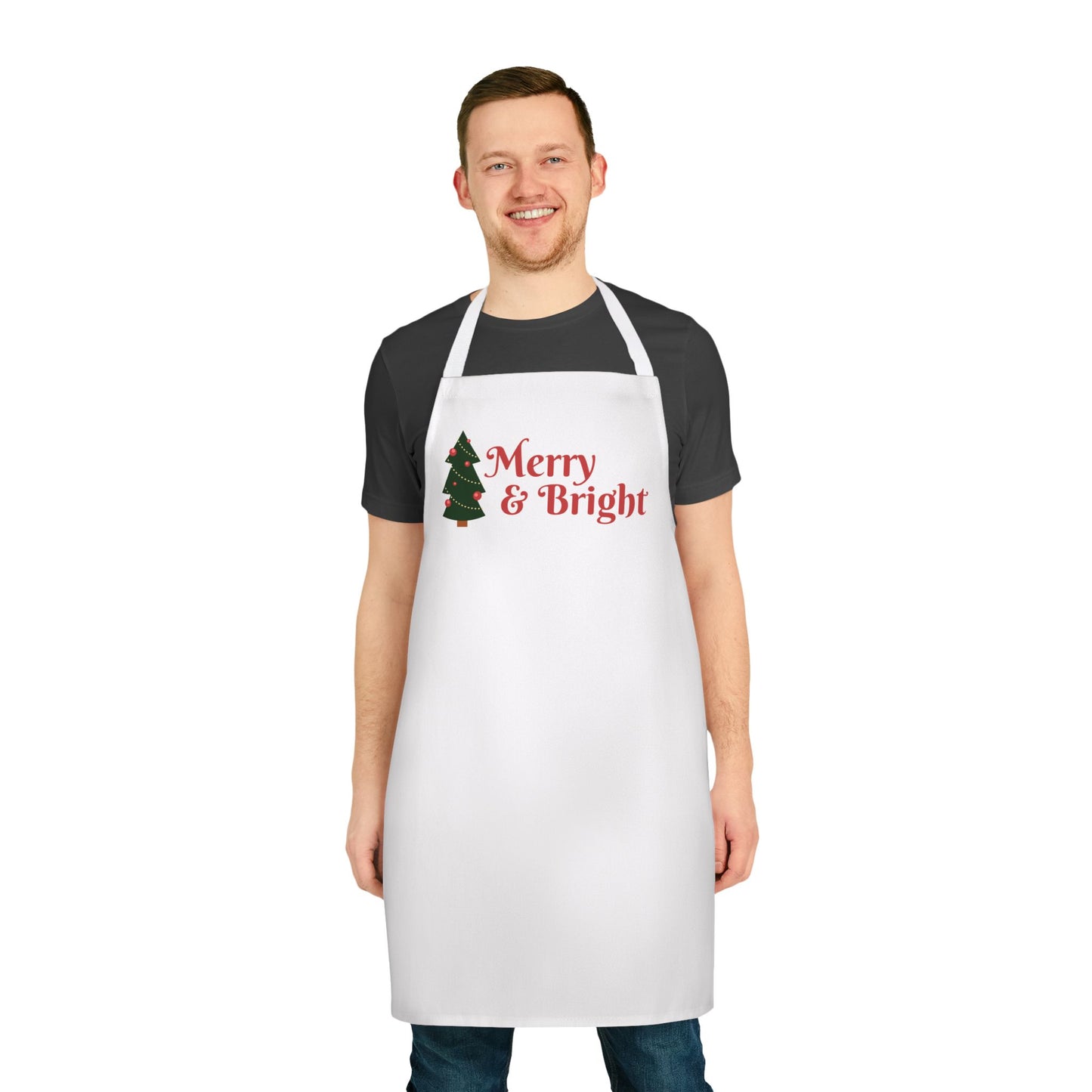 "Merry and Bright" Apron, White