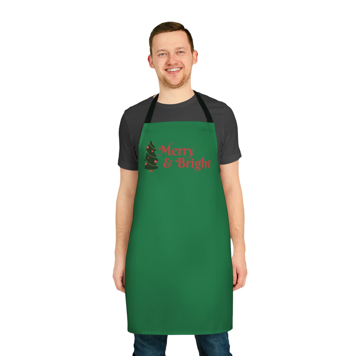 "Merry and Bright" Apron, Dark Green