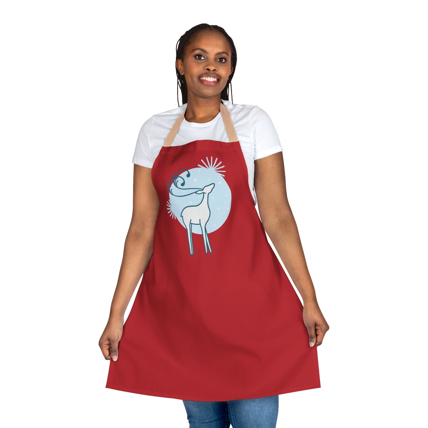 Reindeer Apron, Dark Red