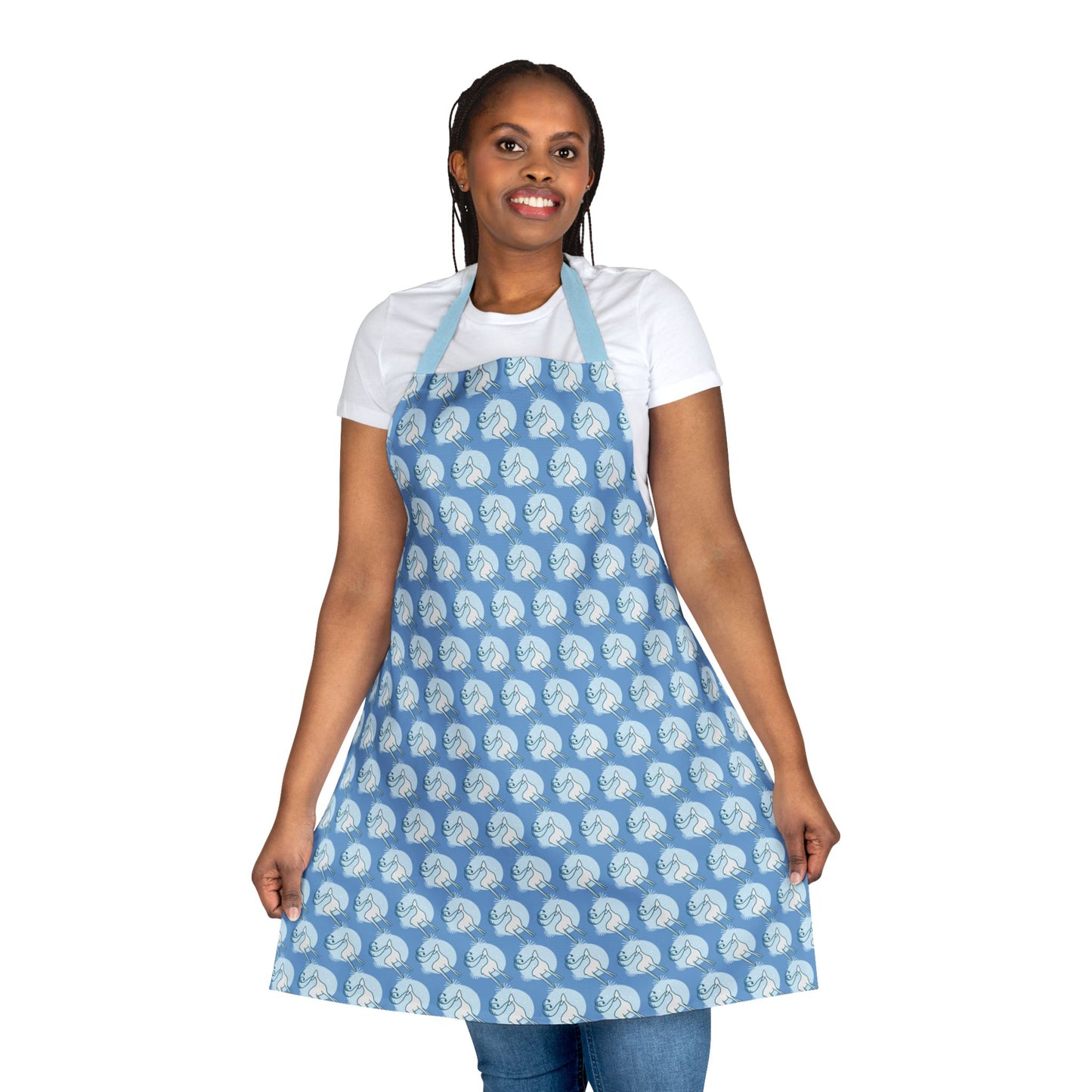 Reindeer Pattern Apron, Light Blue