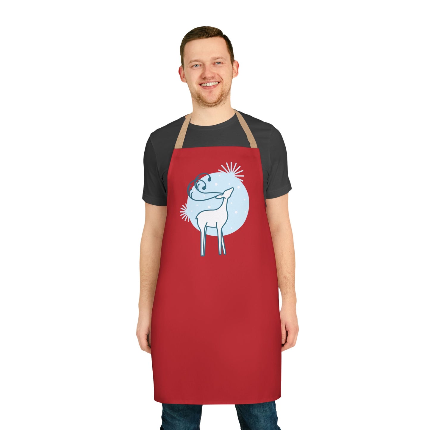 Reindeer Apron, Dark Red