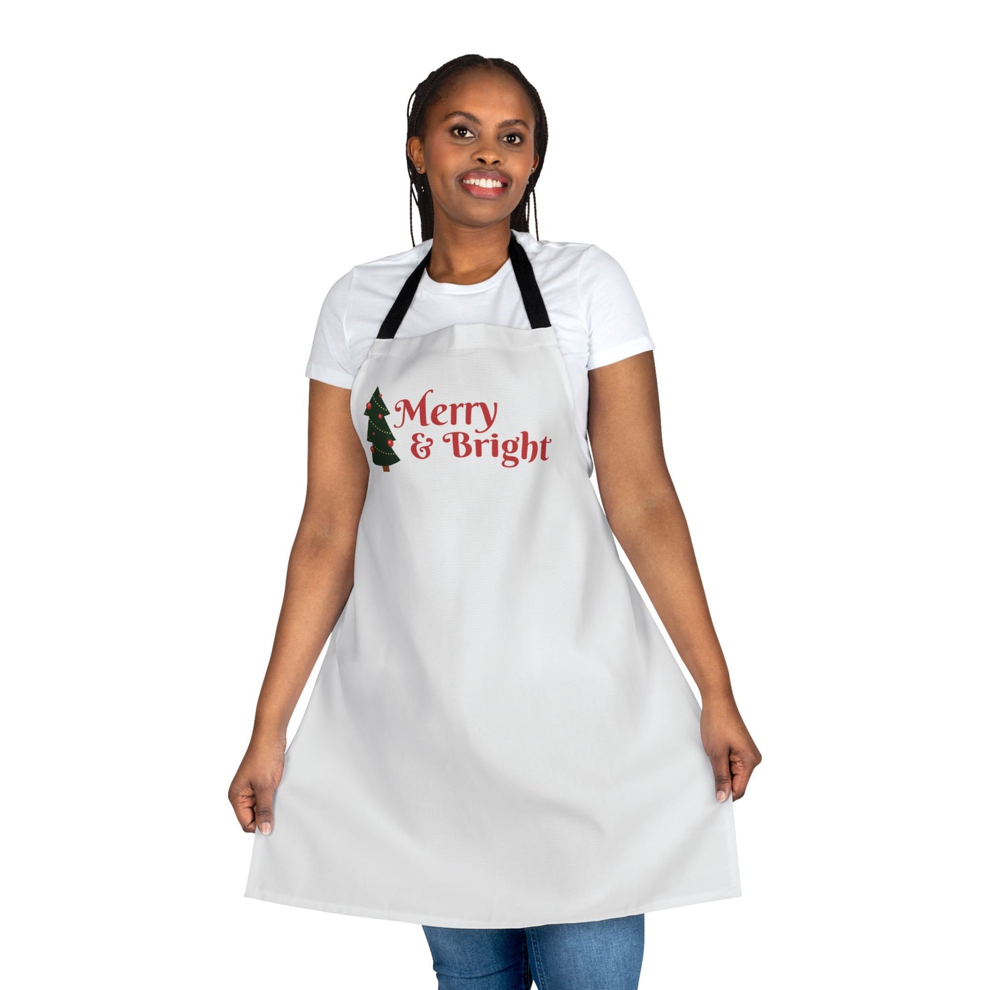 "Merry and Bright" Apron, White