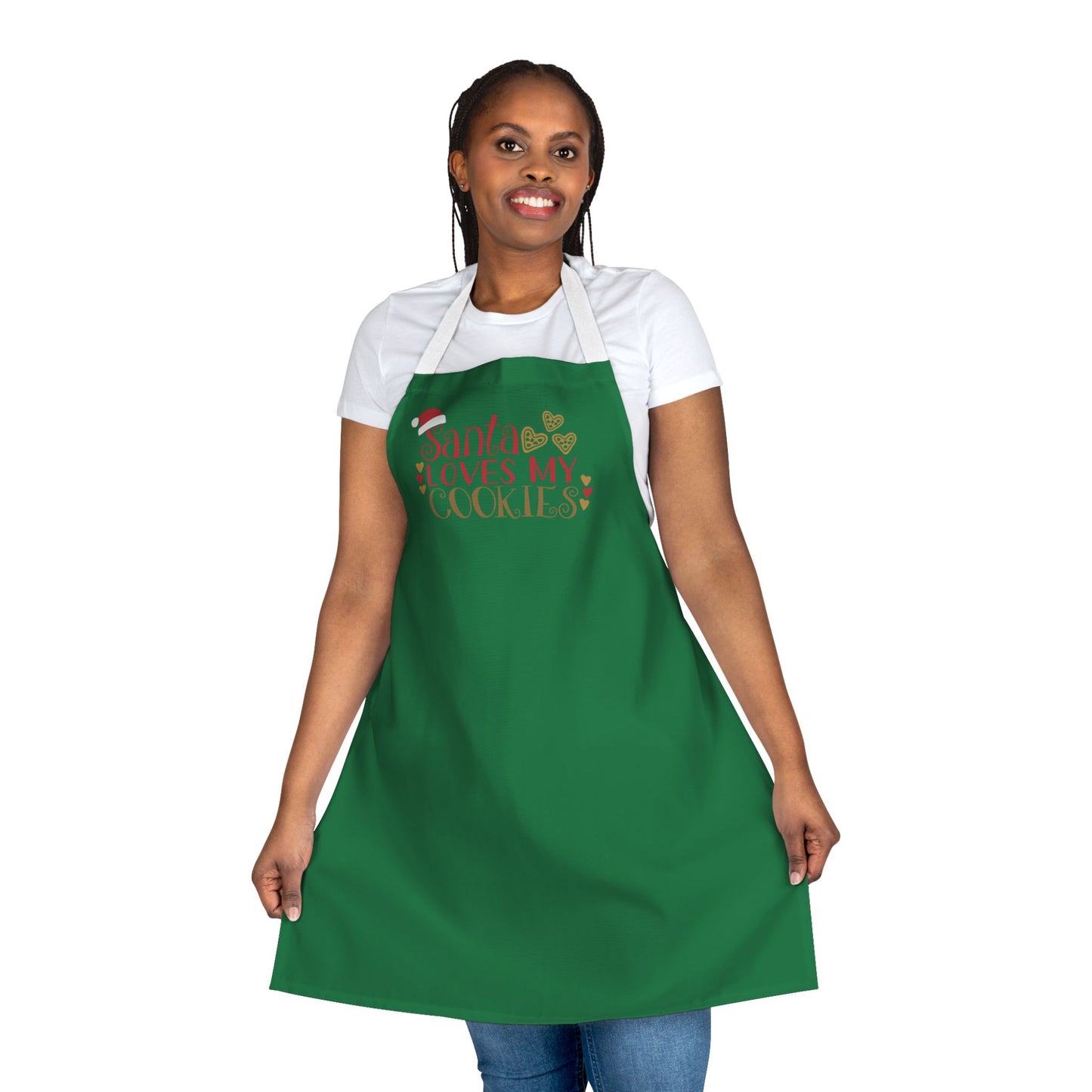 "Santa Loves My Cookies" Apron, Dark Green