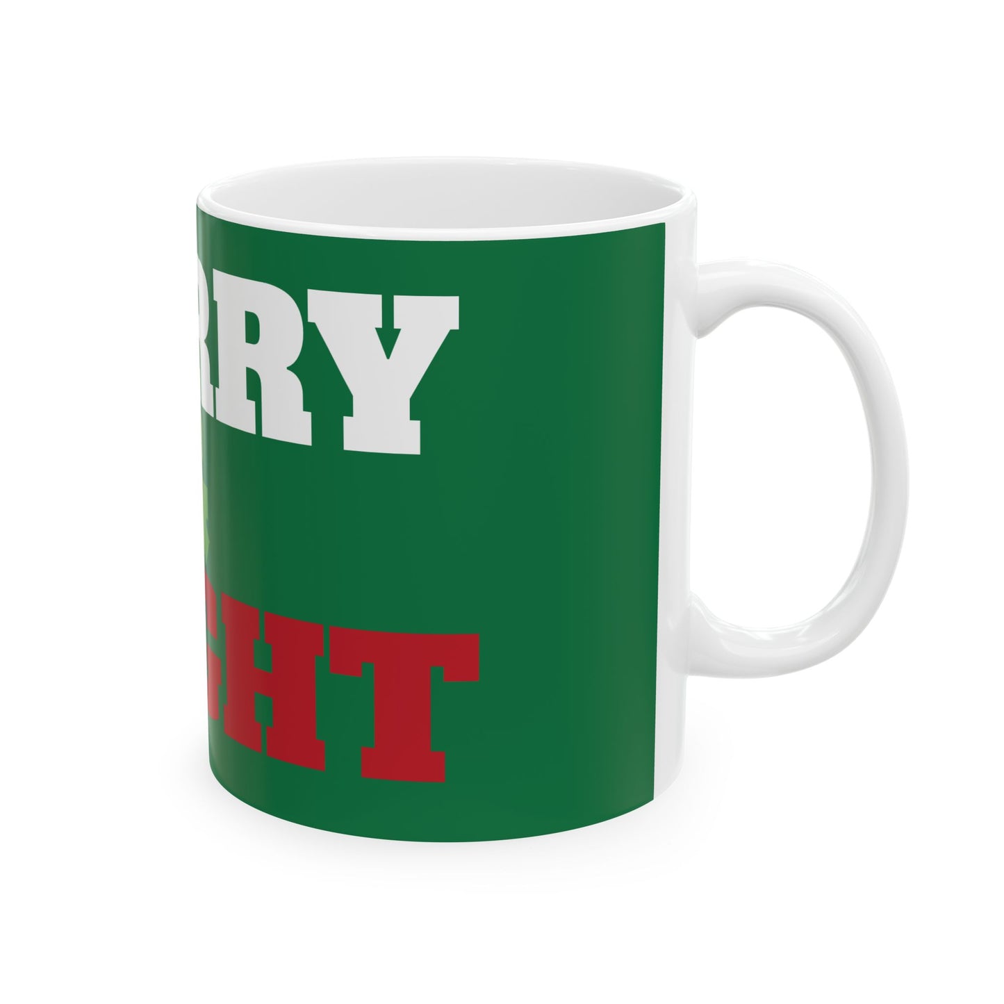 "MERRY & BRIGHT" Christmas Ceramic Mug, (11oz, 15oz)