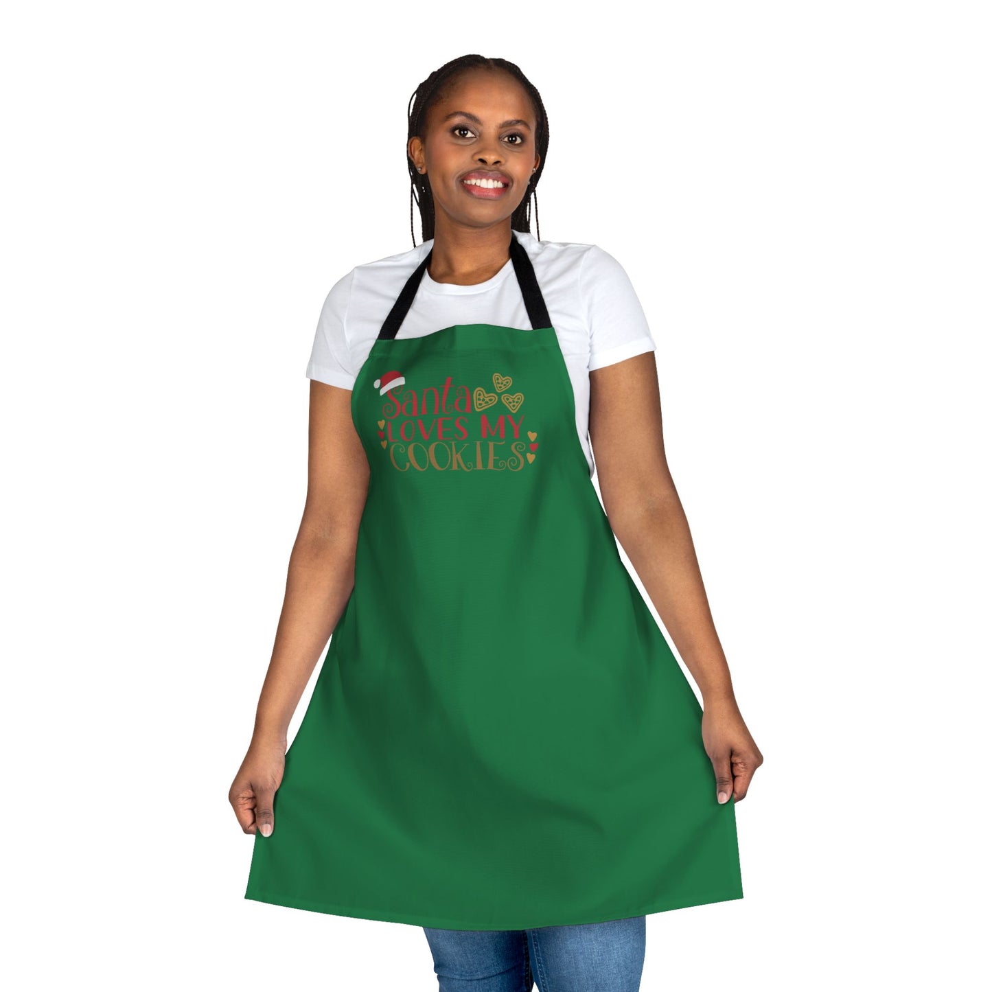 "Santa Loves My Cookies" Apron, Dark Green