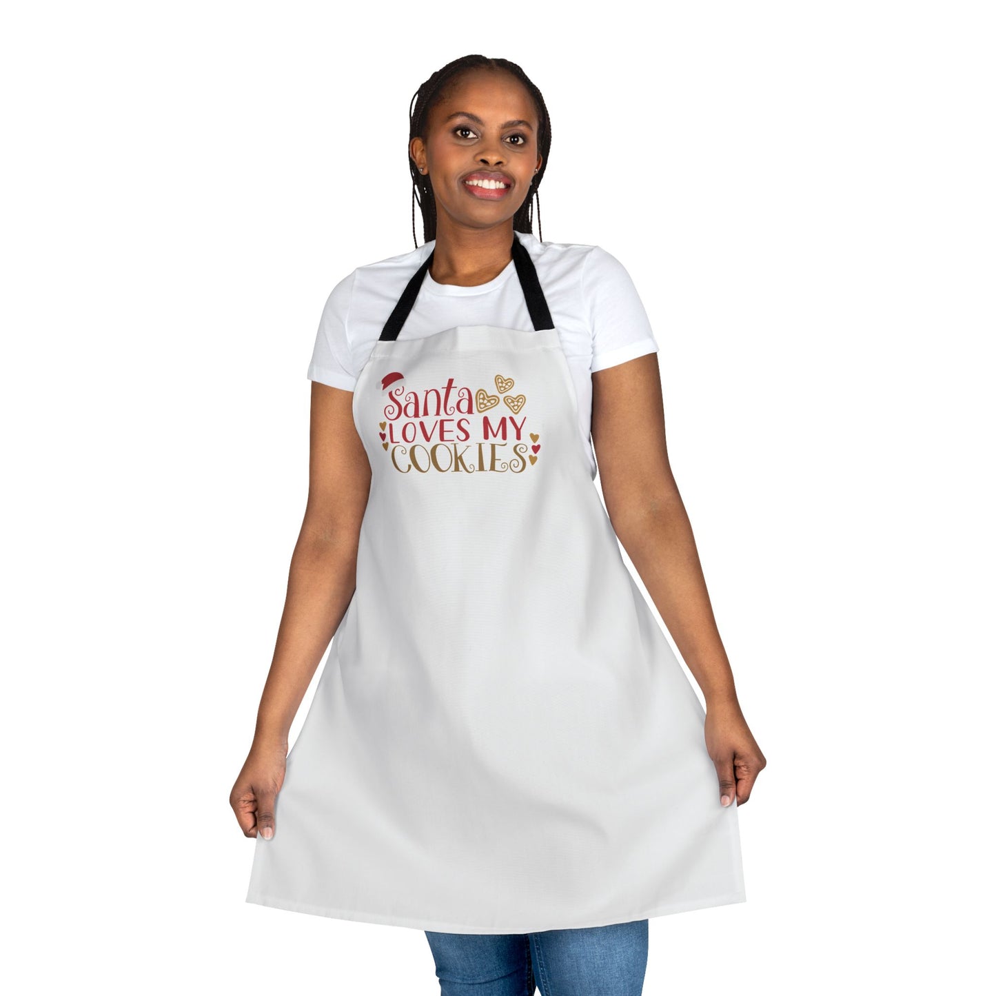 "Santa Loves My Cookies" Apron, White