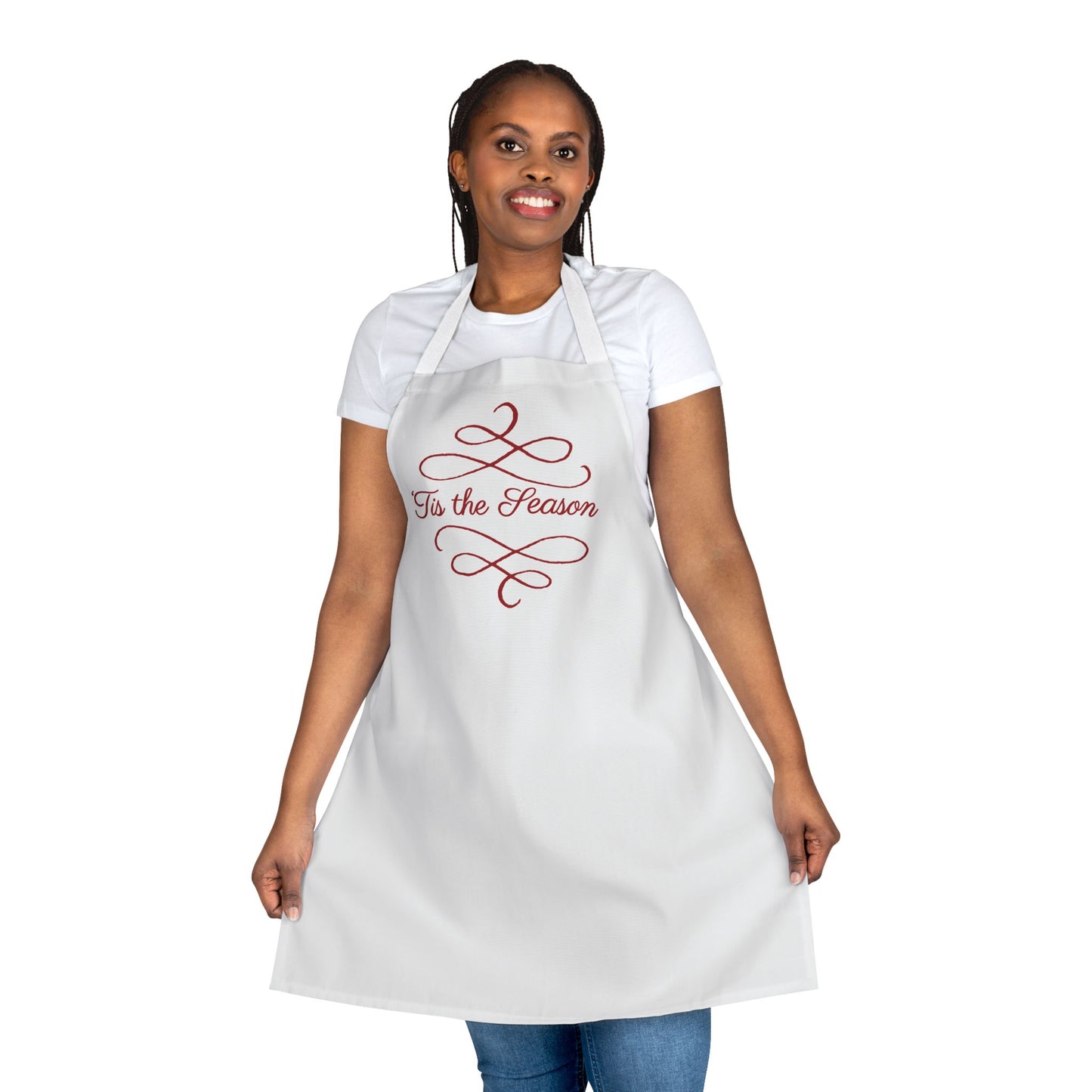 "'Tis the Season" Apron, White