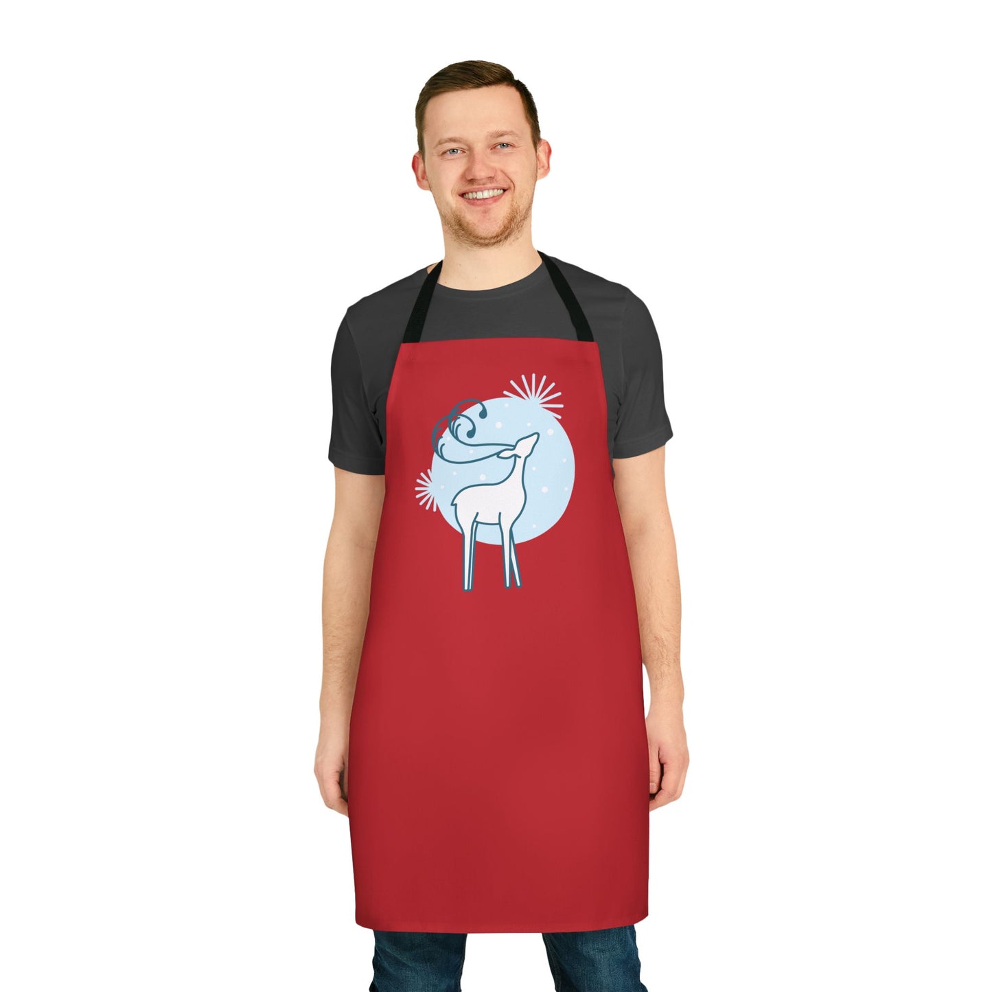 Reindeer Apron, Dark Red