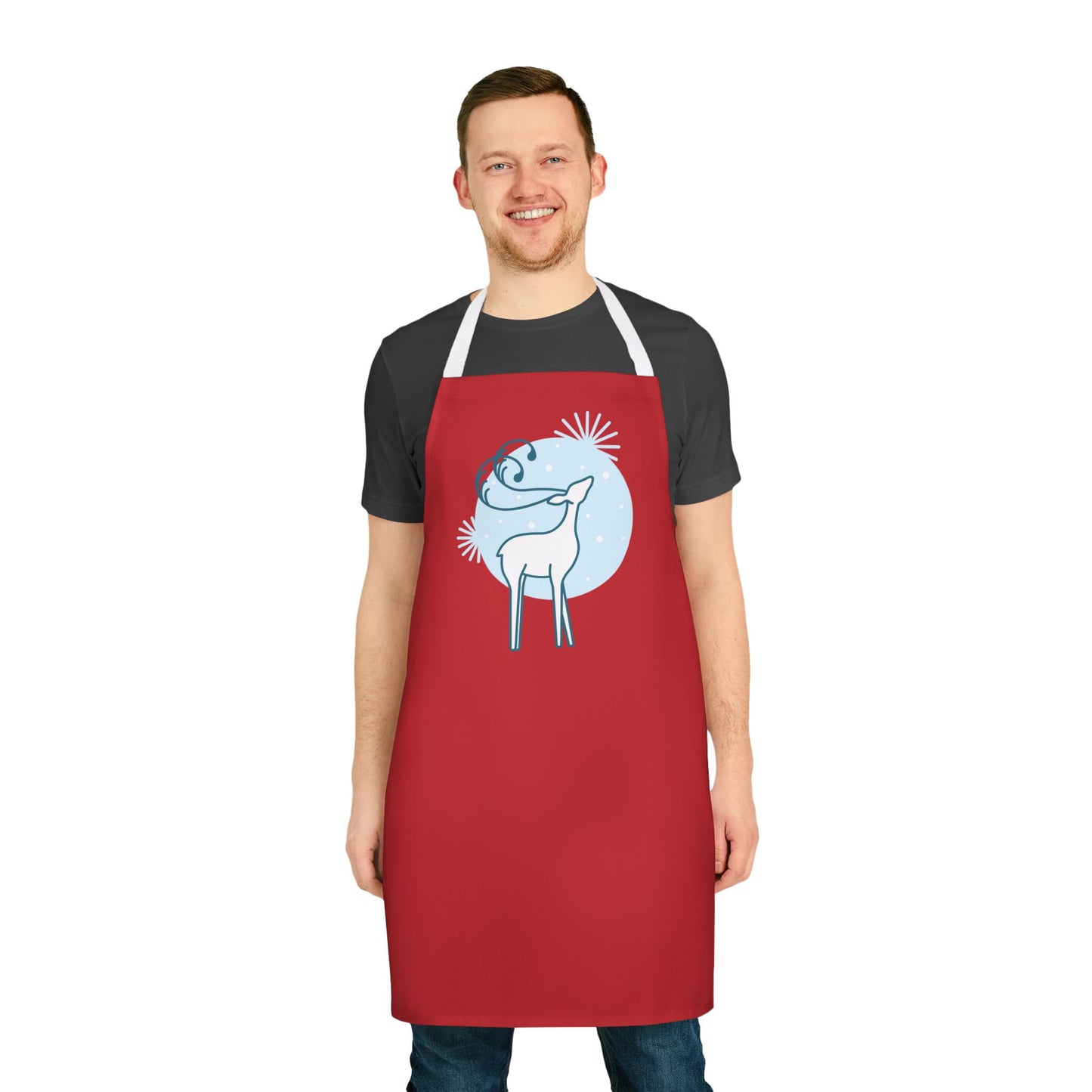 Reindeer Apron, Dark Red