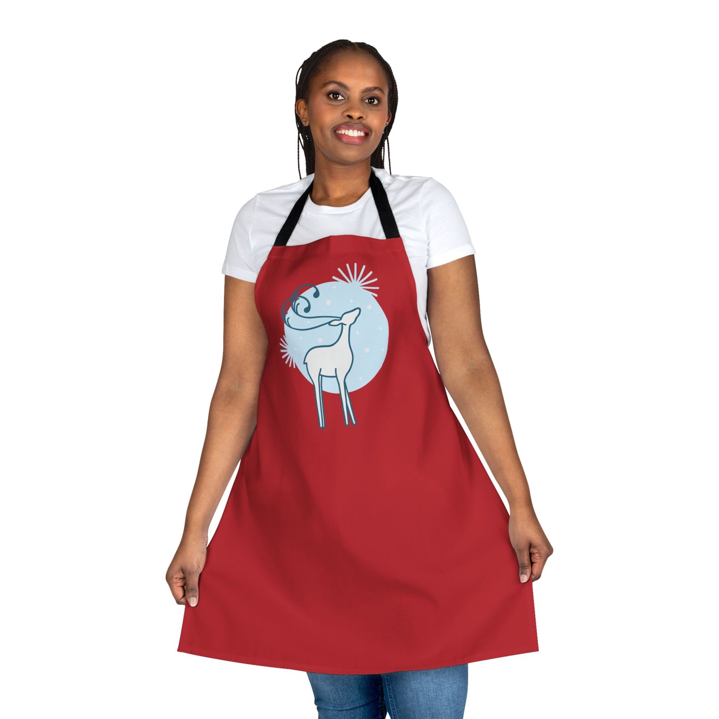 Reindeer Apron, Dark Red