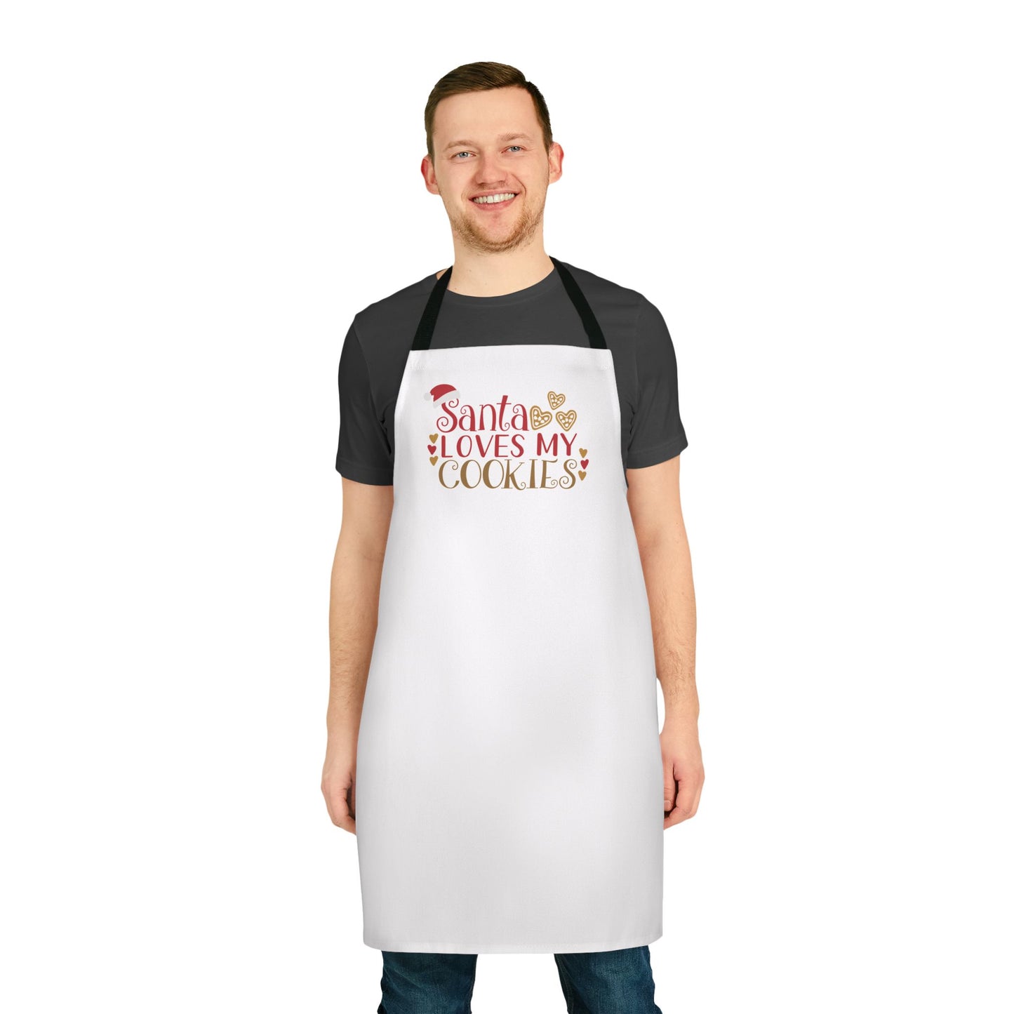 "Santa Loves My Cookies" Apron, White