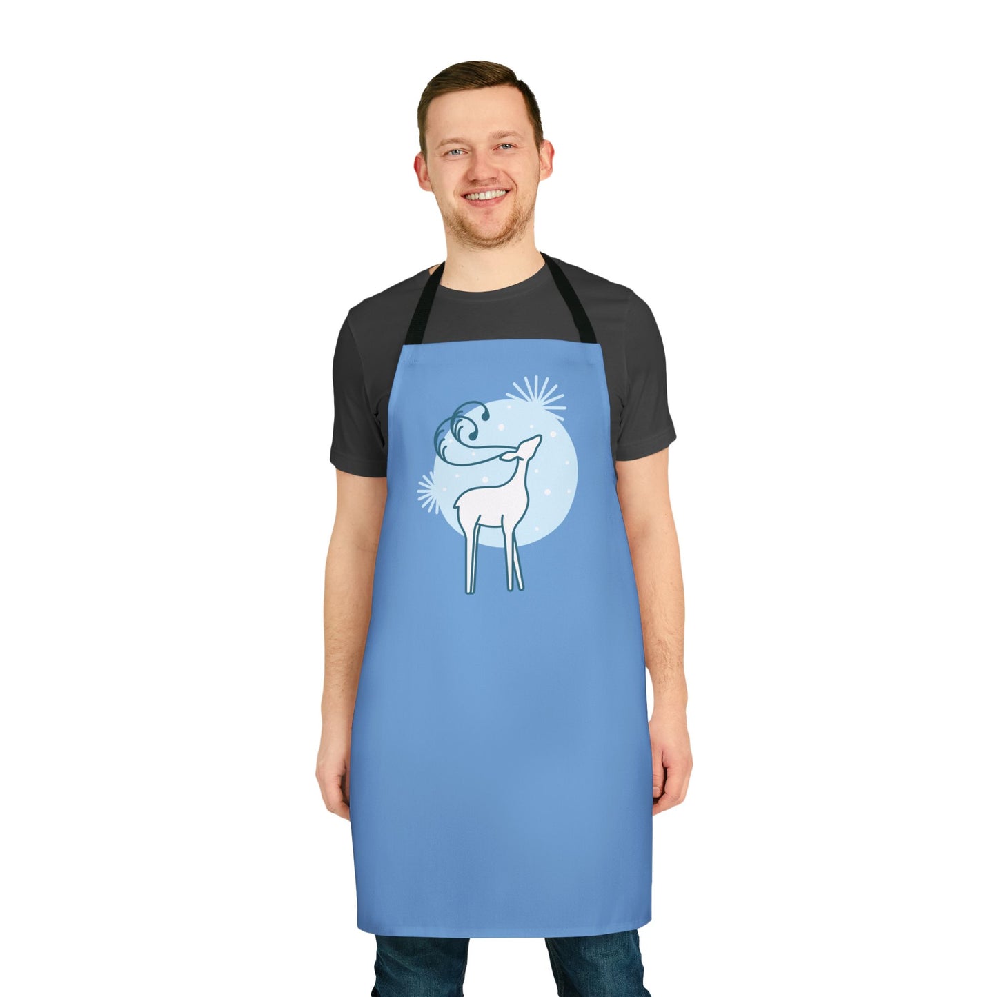 Reindeer Apron, Light Blue