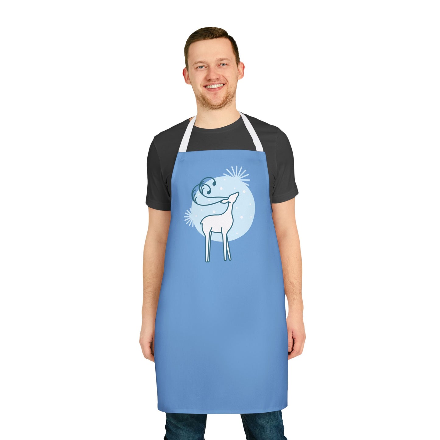 Reindeer Apron, Light Blue