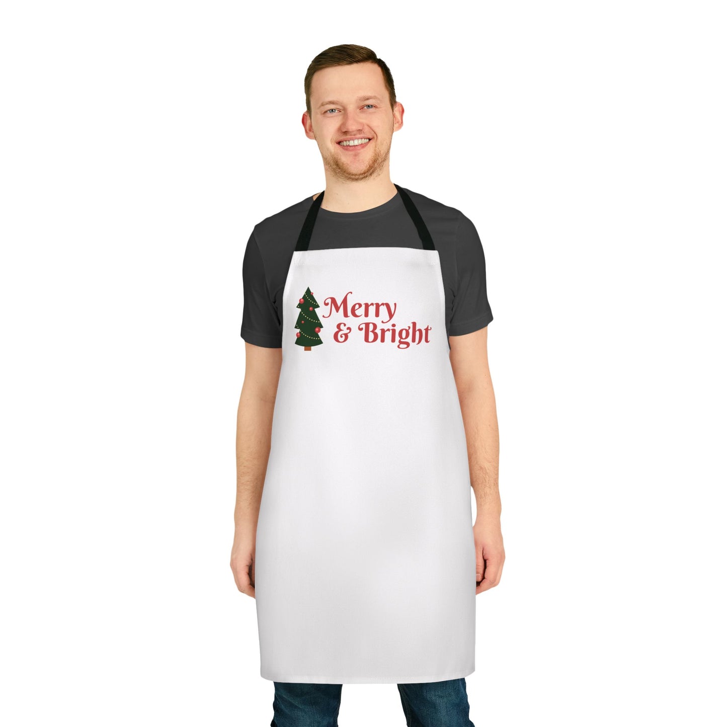 "Merry and Bright" Apron, White