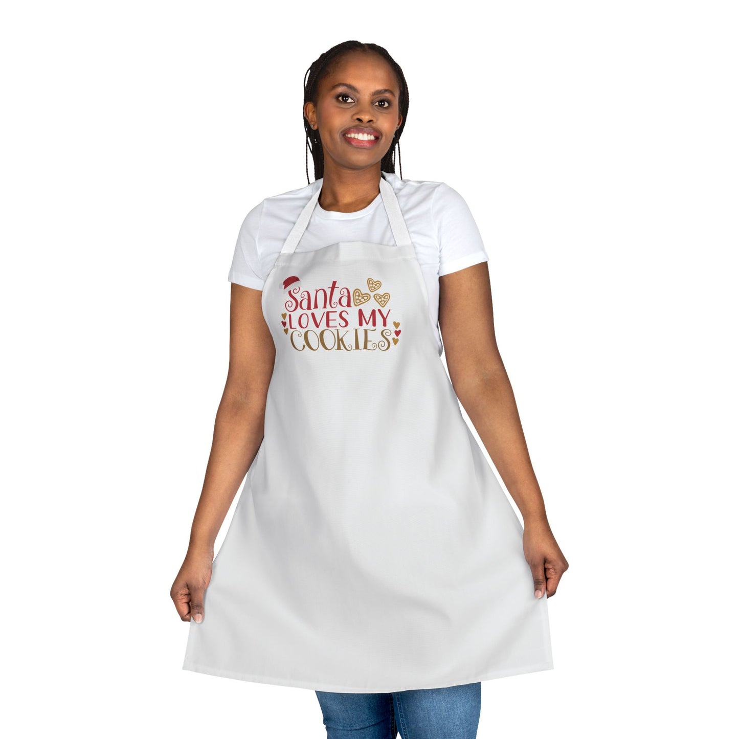 "Santa Loves My Cookies" Apron, White