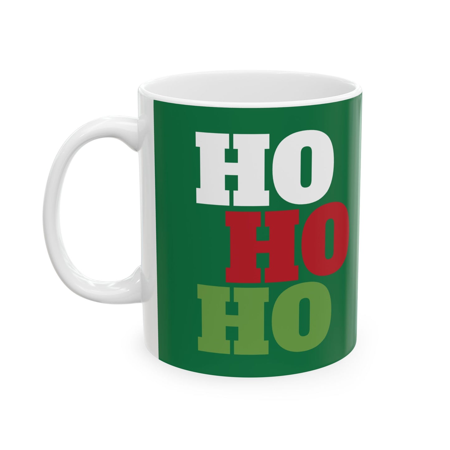 "HO, HO, HO" Christmas Ceramic Mug, (11oz, 15oz)