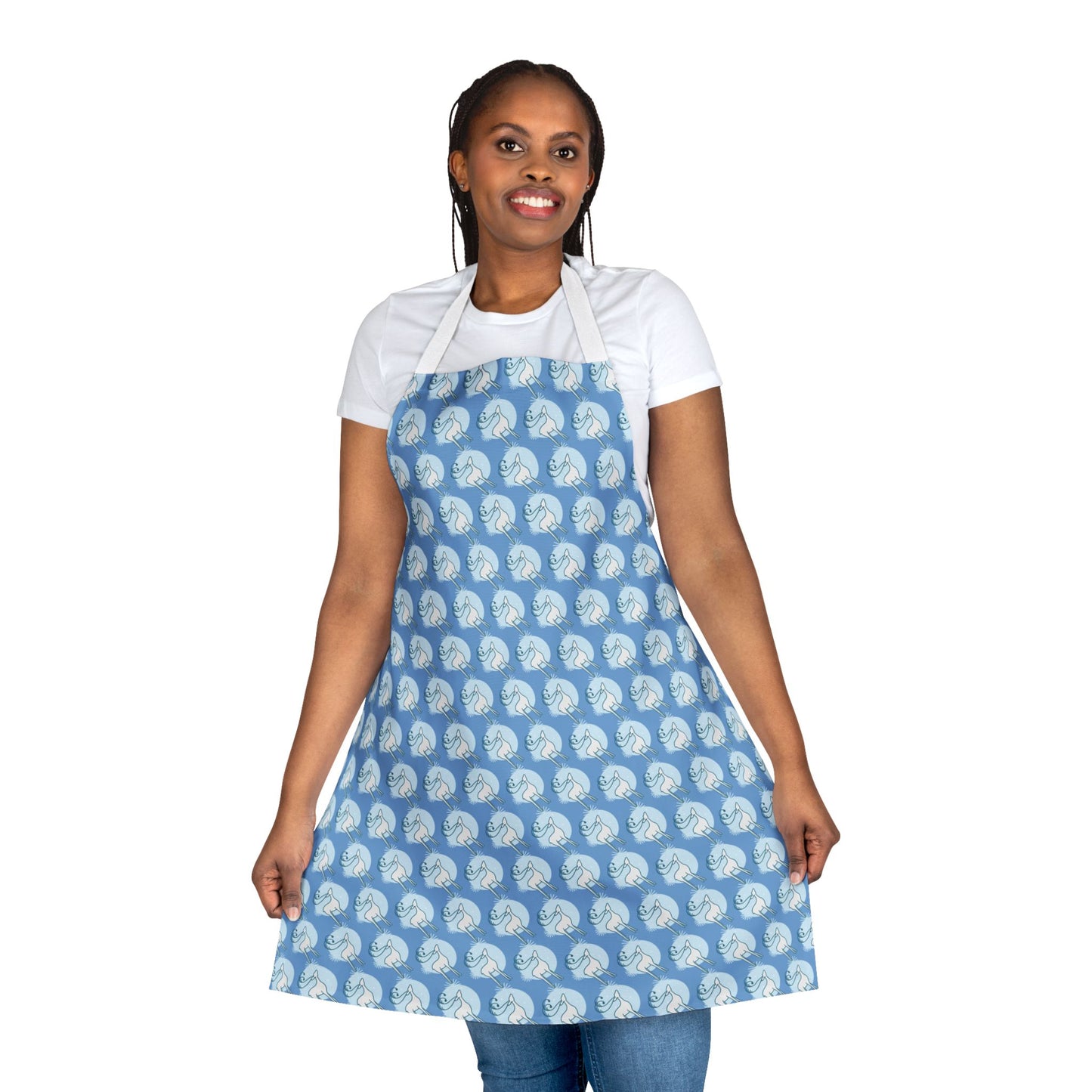 Reindeer Pattern Apron, Light Blue