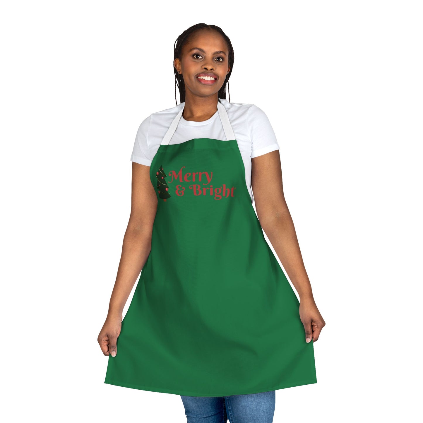 "Merry and Bright" Apron, Dark Green