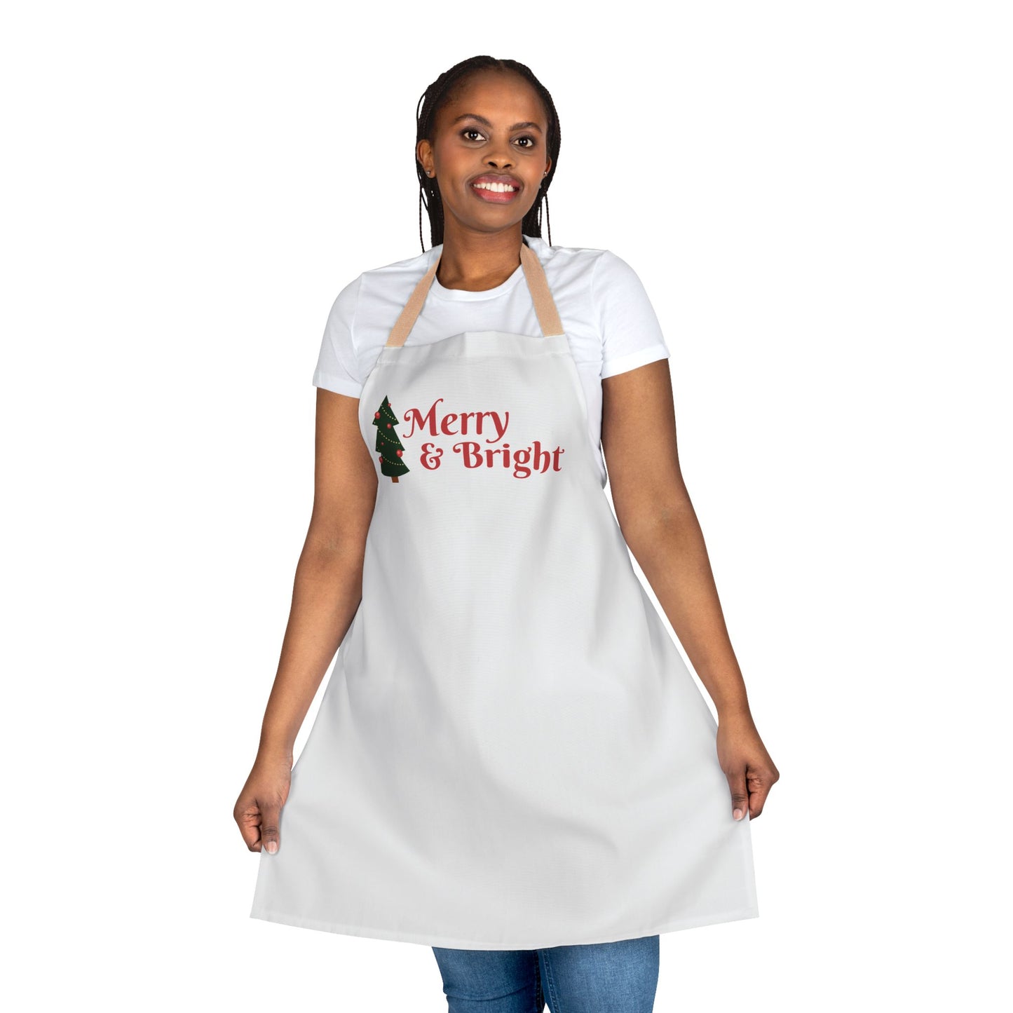 "Merry and Bright" Apron, White