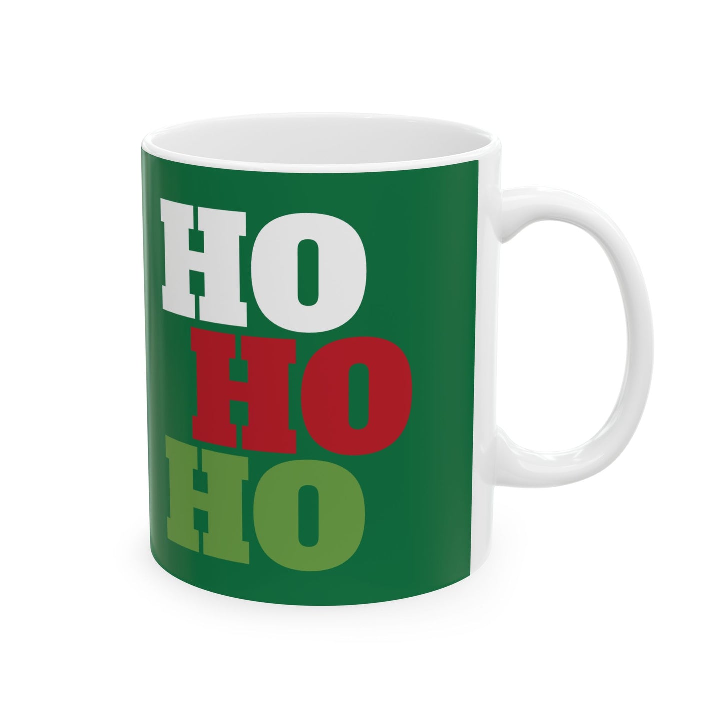 "HO, HO, HO" Christmas Ceramic Mug, (11oz, 15oz)