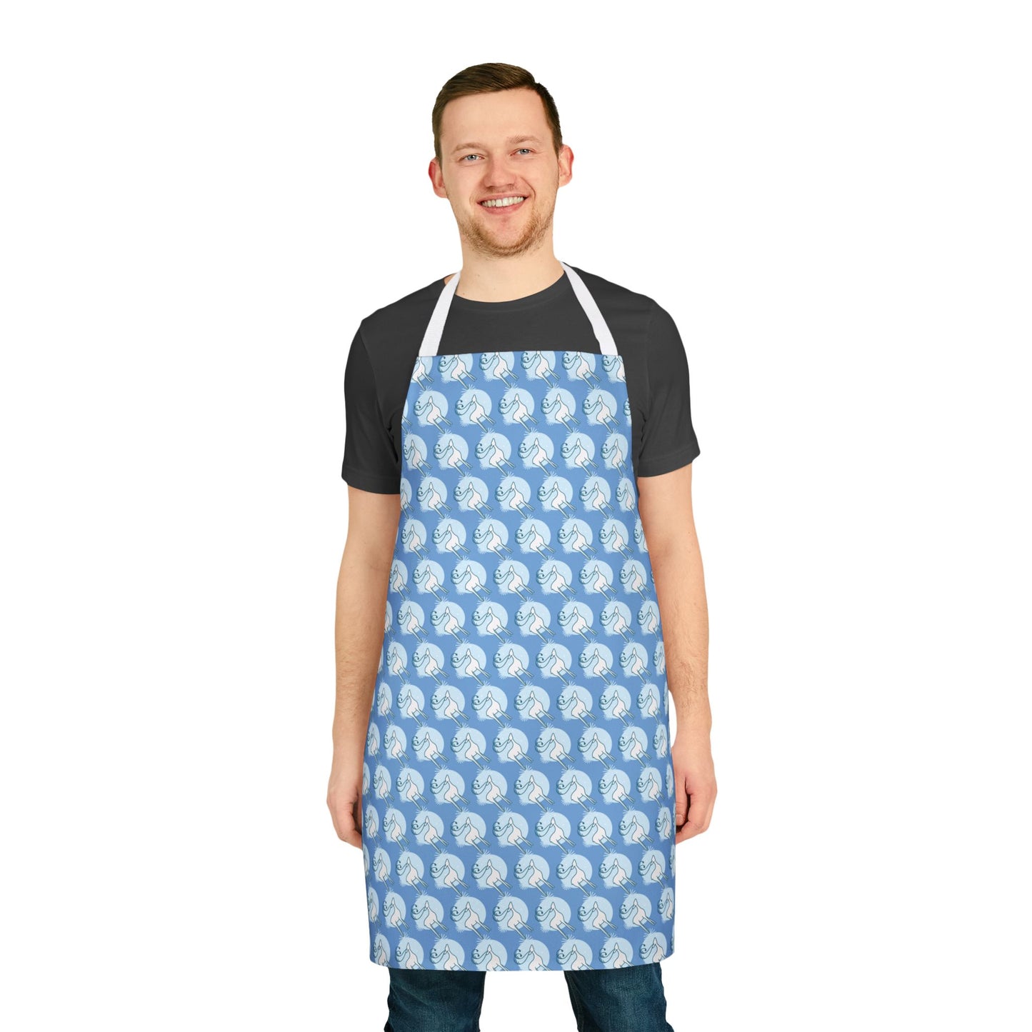 Reindeer Pattern Apron, Light Blue